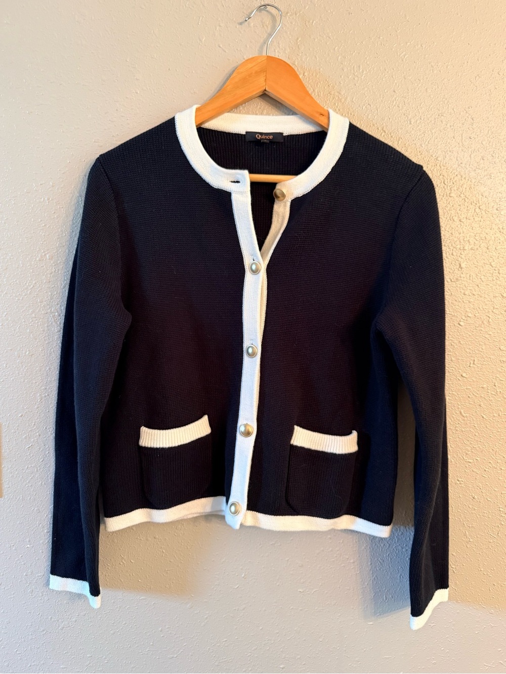 Quince Organic Cotton Sweater Jacket Black Small - Picture 3 of 9